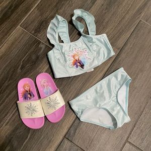 Disney Frozen Elsa & Anna Bikini and Sandals 5T and 11.5T